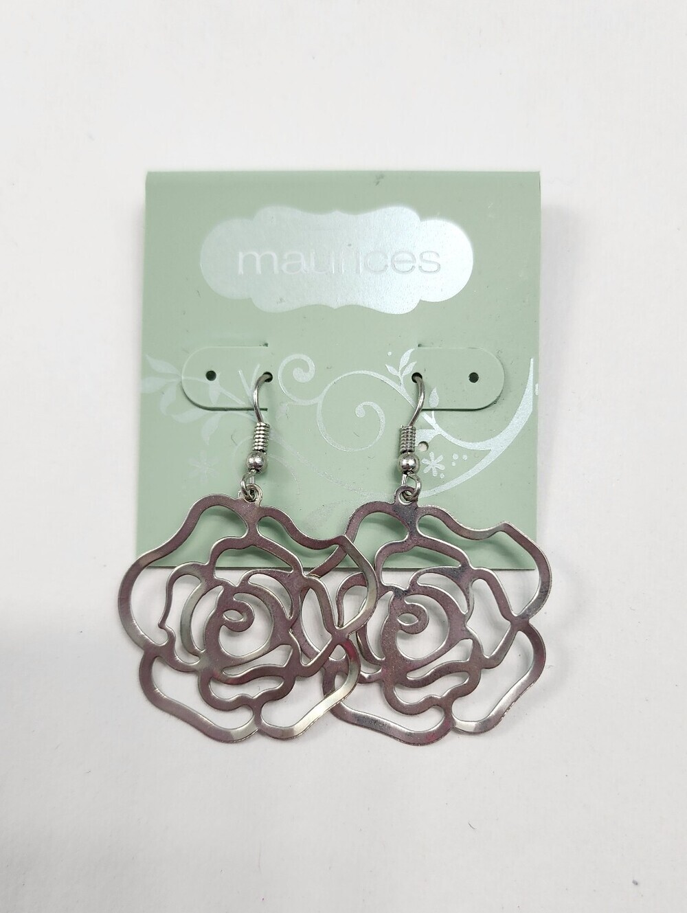 NEW! Maurices Silver Rose Outline Dangle Earrings